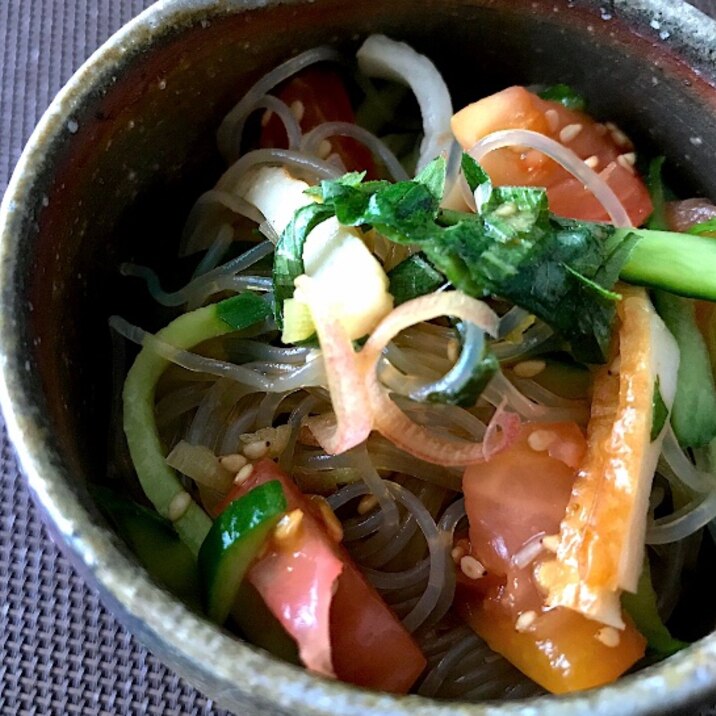 トマト甘酢のさっぱり香味春雨サラダ☆